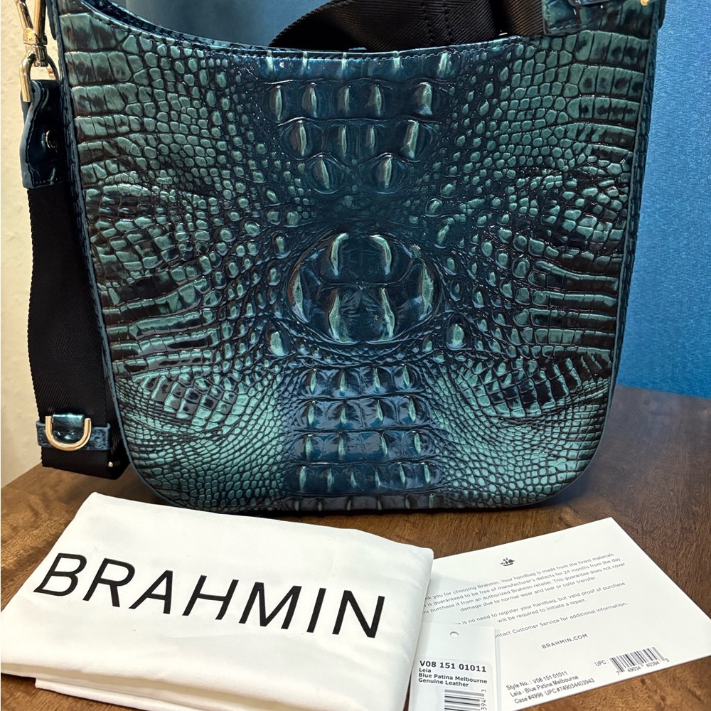 **SOLD**Brahmin NWOT Large Leia - Blue Patina Melbourne - 2 Perfect Eyes - Picture 16 of 16